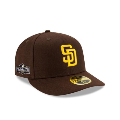 Brown San Diego Padres Hat - New Era MLB Postseason Side Patch Low Profile 59FIFTY Fitted Caps USA4038972